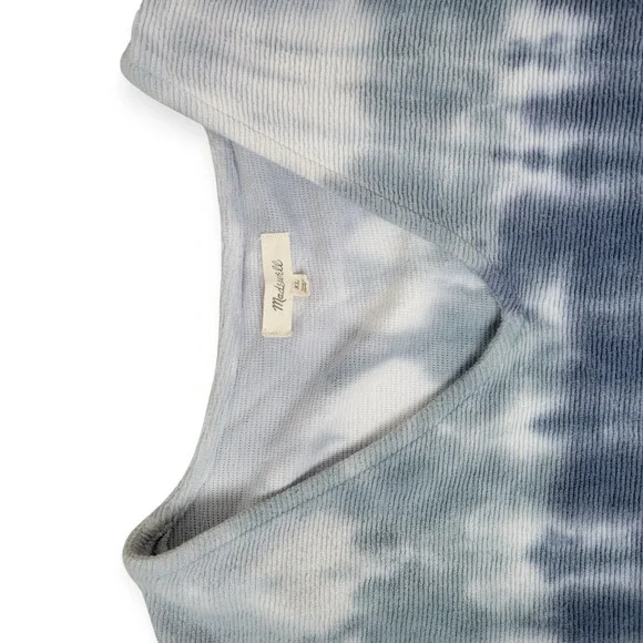 Madewell Ottoman Jacquard V-Neck Setlist Boxy Crop Top Tie-Dye Blue Women Sz XL - Picture 3 of 10